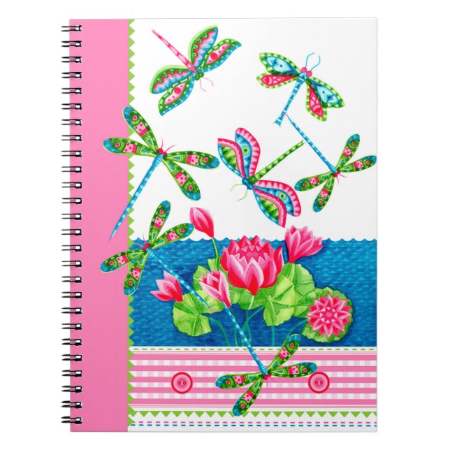 Dragonflies and Lilies Custom Notebook (Front)