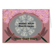 Dragonflies And Pink Daisy Flowers Photo Card (Front Horizontal)