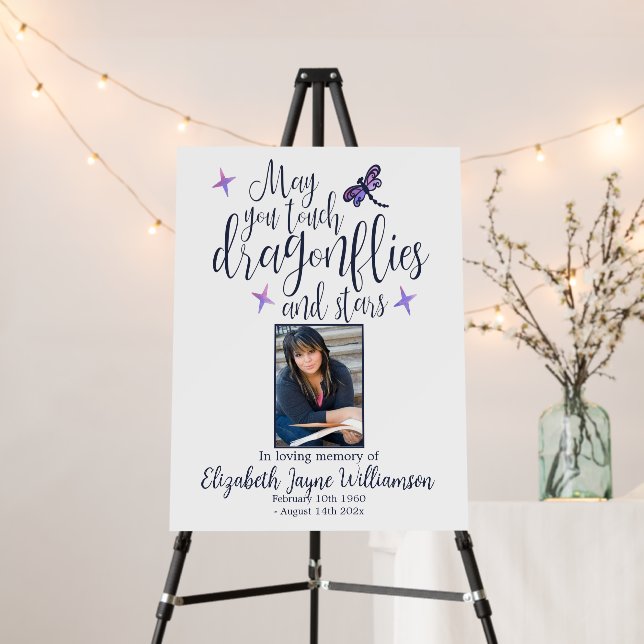 Dragonflies and Stars Navy Funeral Memorial Foam Board (In Situ (Stand))