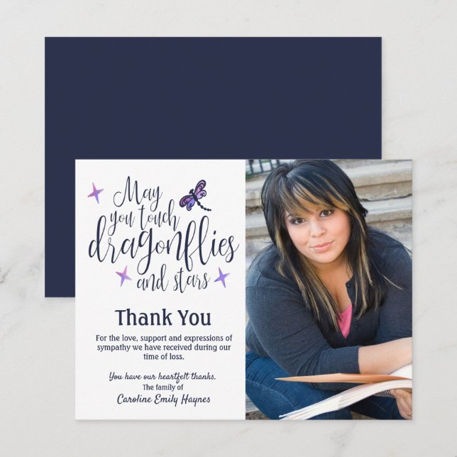 Dragonflies And Stars Thank You Funeral Sympathy (Front/Back)