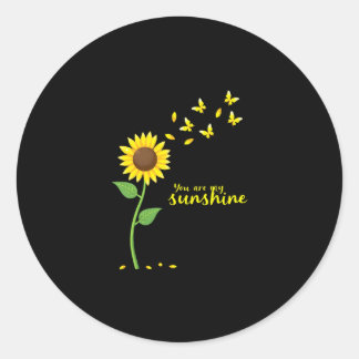 Dragonflies and Sunflower You Are My Sunshine (1) Classic Round Sticker