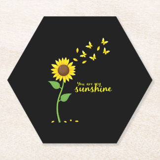 Dragonflies and Sunflower You Are My Sunshine (1) Paper Coaster