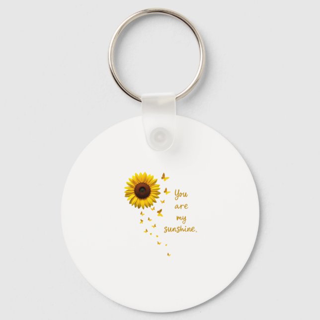 Dragonflies and Sunflower You Are My Sunshine Keychain (Front)