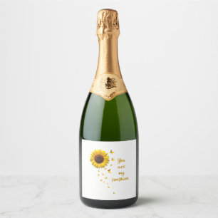 Dragonflies and Sunflower You Are My Sunshine Sparkling Wine Label