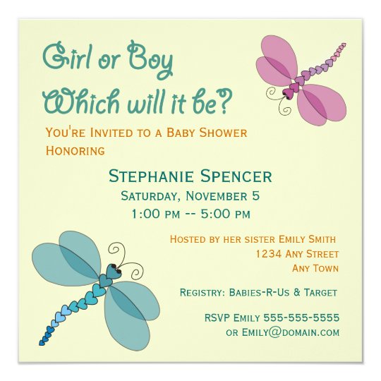 Dragonflies Baby Shower Invitation