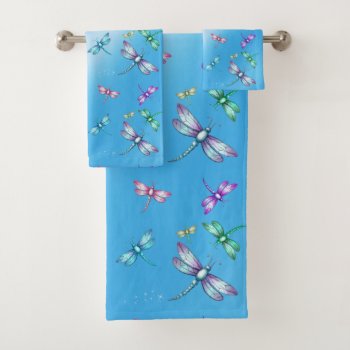 Dragonflies Bath Towel Set by KRStuff at Zazzle
