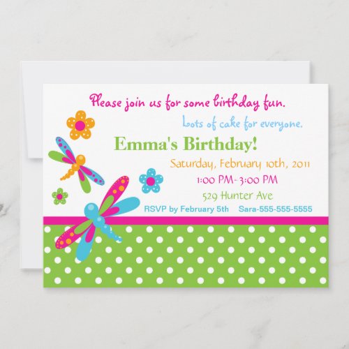 Dragonflies Birthday Invitation 4