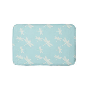 Dragonflies Blue Cream Pattern Bath Mat