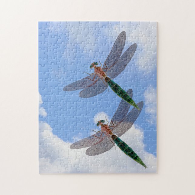 Dragonflies Blue Sky And White Clouds  Jigsaw Puzzle (Vertical)