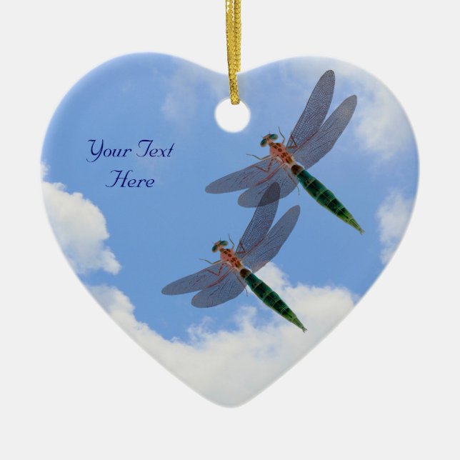 Dragonflies Blue Sky Customizable Ornament (Front)