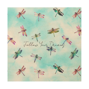 Dragonflies Blue Sky Wood Wall Art