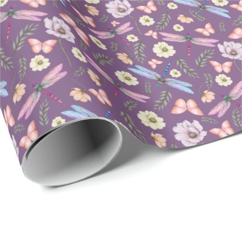 Dragonflies  Butterflies Wrapping Paper