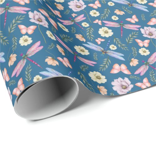 Dragonflies  Butterflies Wrapping Paper