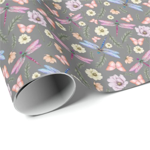 Dragonflies  Butterflies Wrapping Paper