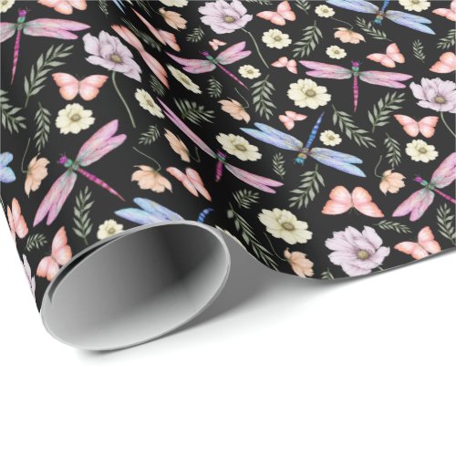 Dragonflies  Butterflies Wrapping Paper