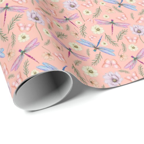 Dragonflies  Butterflies Wrapping Paper