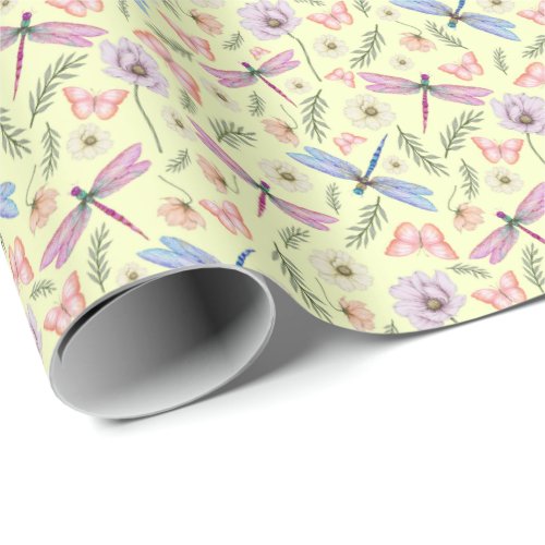 Dragonflies  Butterflies Wrapping Paper