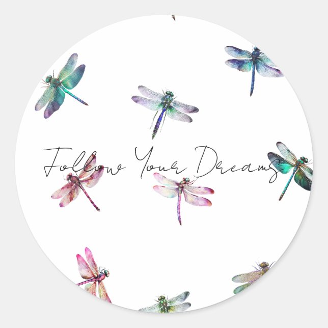 Dragonflies Classic Round Sticker (Front)