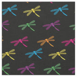 Dragonflies Colorful Dragonfly Rainbow Black Fabric
