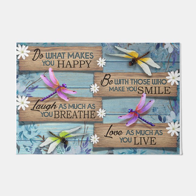 Dragonflies Colorful Mat, Garden House Doormat (Front)