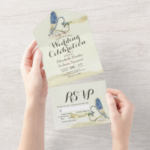 Dragonflies Couple Mating Heart Shape Wedding RSVP All In One Invitation