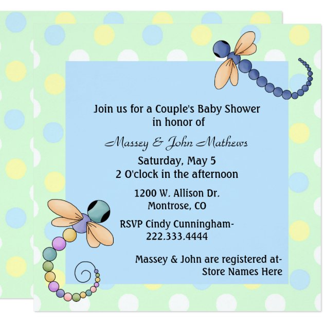 Dragonflies Couple's Baby Shower Invitation