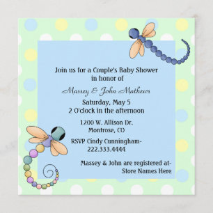 Dragonflies Couple's Baby Shower Invitation