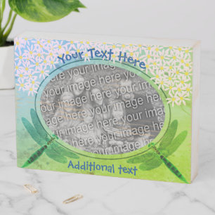 Dragonflies Daisies Frame Your Photo Wooden Box Sign