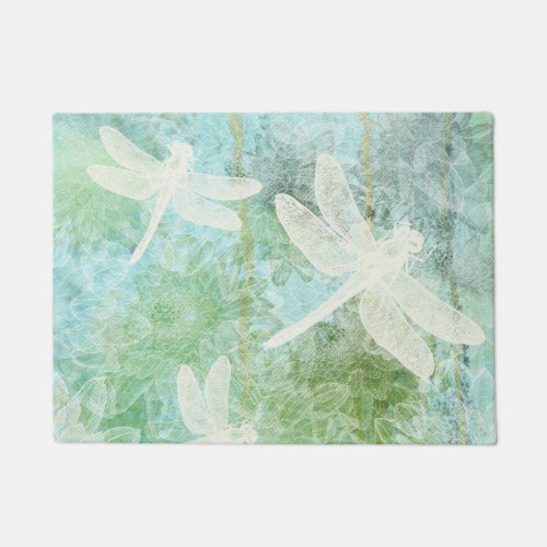 Dragonflies Damselflies And Floral Pattern Doormat