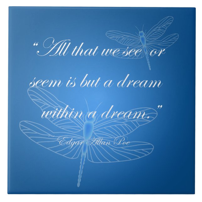 Dragonflies Dream Dragonfly Quote 20" Tile (Front)