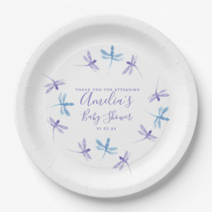 Dragonflies Hand Painted Baby Shower Paper Plates