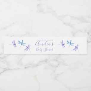 Dragonflies Hand Painted Baby Shower   Water Bottle Label