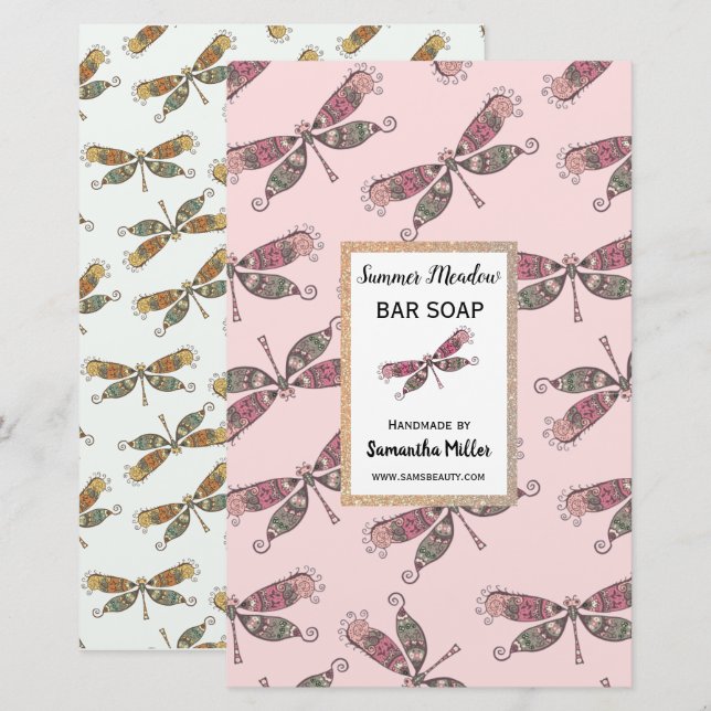 Dragonflies Handmade Soap Product Recycled Paper (Front/Back)