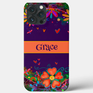 Dragonflies Hearts Whimsical Cute Customized iPhone 13 Pro Max Case