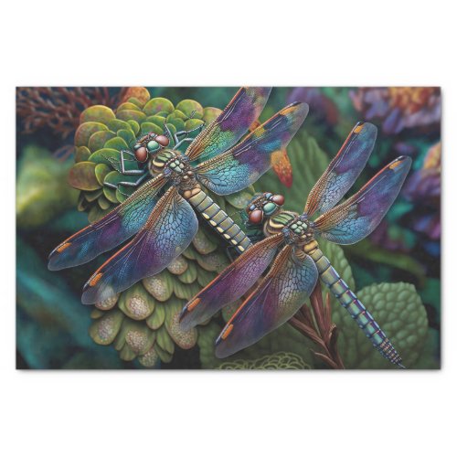 Dragonflies in a Colorful Garden Decoupage Tissue Paper