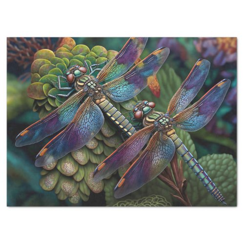 Dragonflies in a Colorful Garden Decoupage Tissue Paper