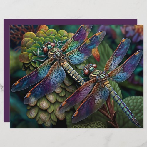 Dragonflies in a Colorful Garden Scrapbook Paper
