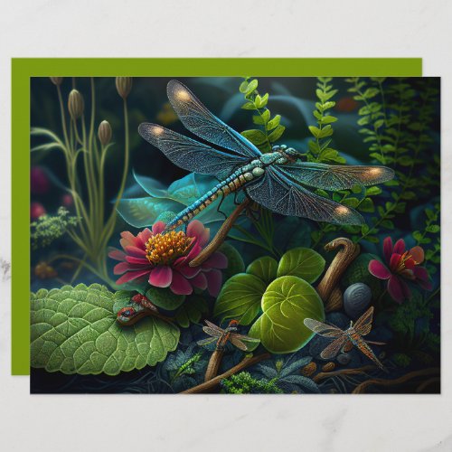 Dragonflies in a Colorful Garden Scrapbook Paper