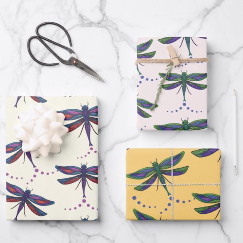 Dragonflies in flight all occasion wrapping paper sheets