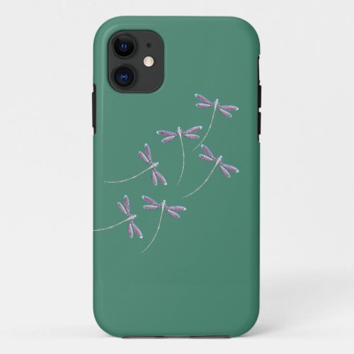 Dragonflies in flight iPhone 11 case
