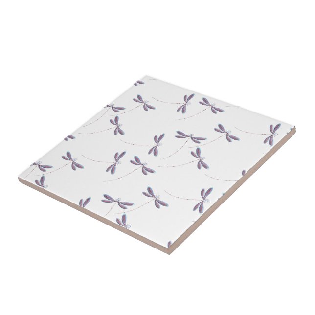 Dragonflies in flight ceramic tile (Side)