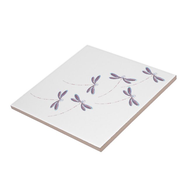 Dragonflies in flight ceramic tile (Side)
