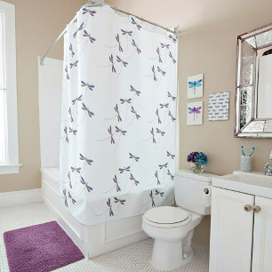 Dragonflies in flight shower curtain