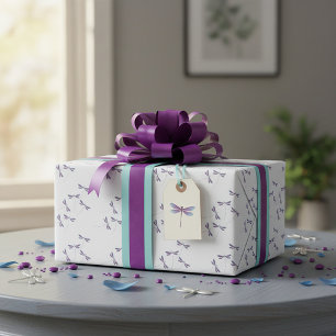 Dragonflies in flight wrapping paper