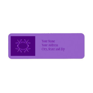 Dragonflies in purple on black label