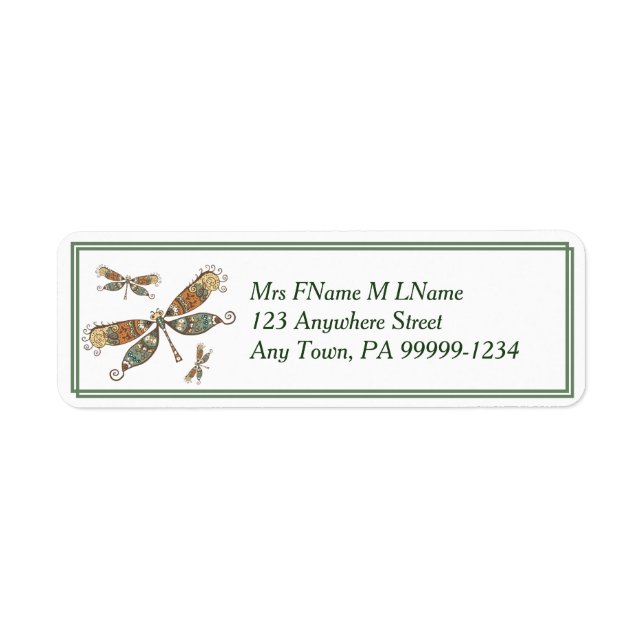 Dragonflies Label (Front)