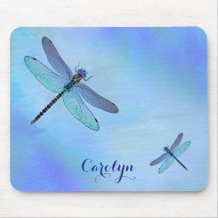 Dragonflies Purple Pink Blue Mouse Pad Personalize Gifts Any Text In Any Color 