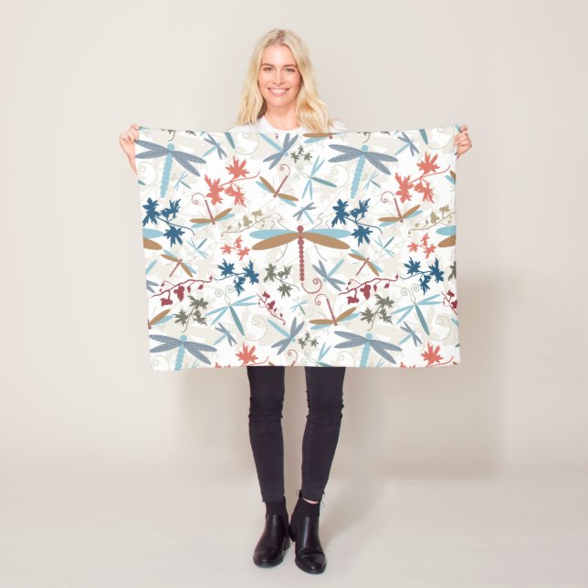 Dragonflies Multi Colored Pattern Fleece Blanket (In Situ)