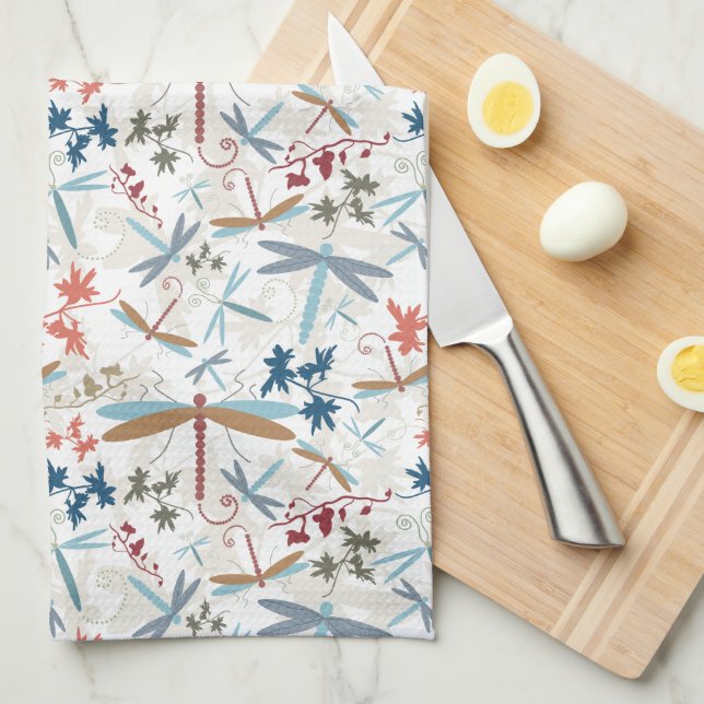 Dragonflies Multi Colored Pattern Kitchen Towel (Quarter Fold)