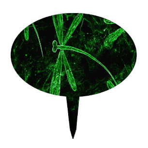 Dragonflies Neon Green Cake Topper